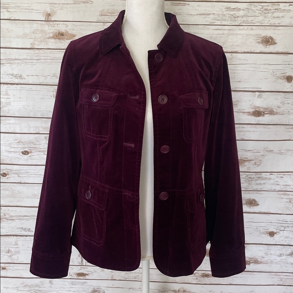 Talbots Velvet Jacket in Burgandy